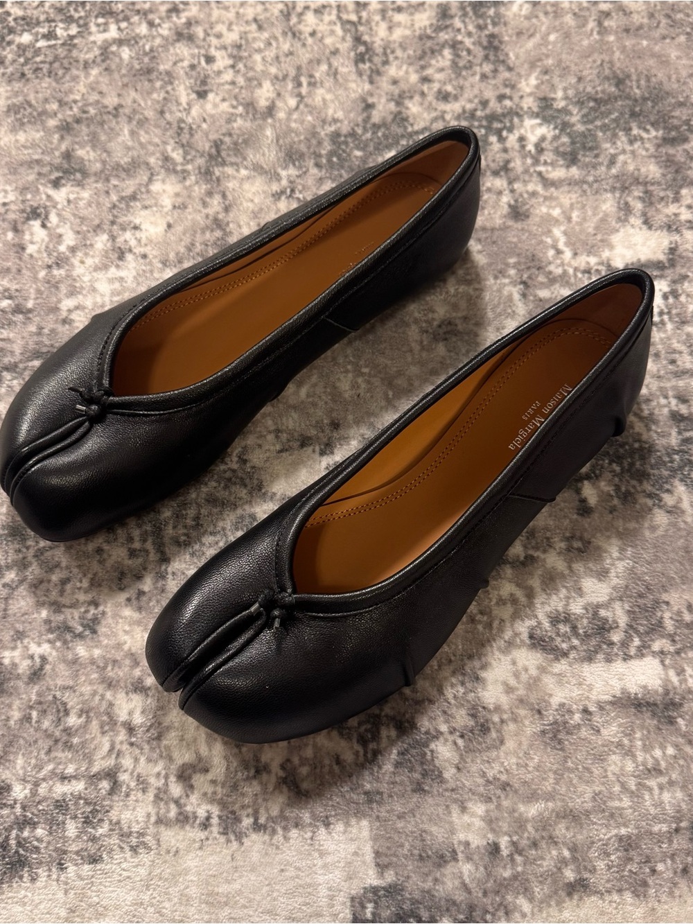 Maison Martin Margiela Black Tabi Leather Ballet Flats Women’s Size EU 38 US 8 - Picture 3 of 7
